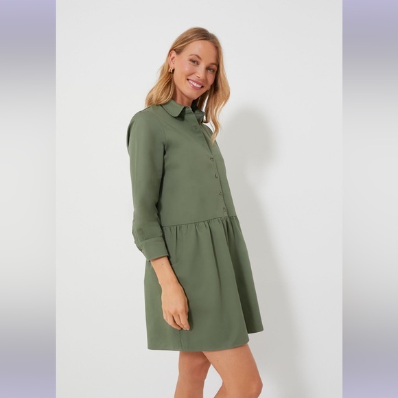 Tuckernuck Jade Green Stretch Twill Hayes Dress - Small - Picture 2 of 5